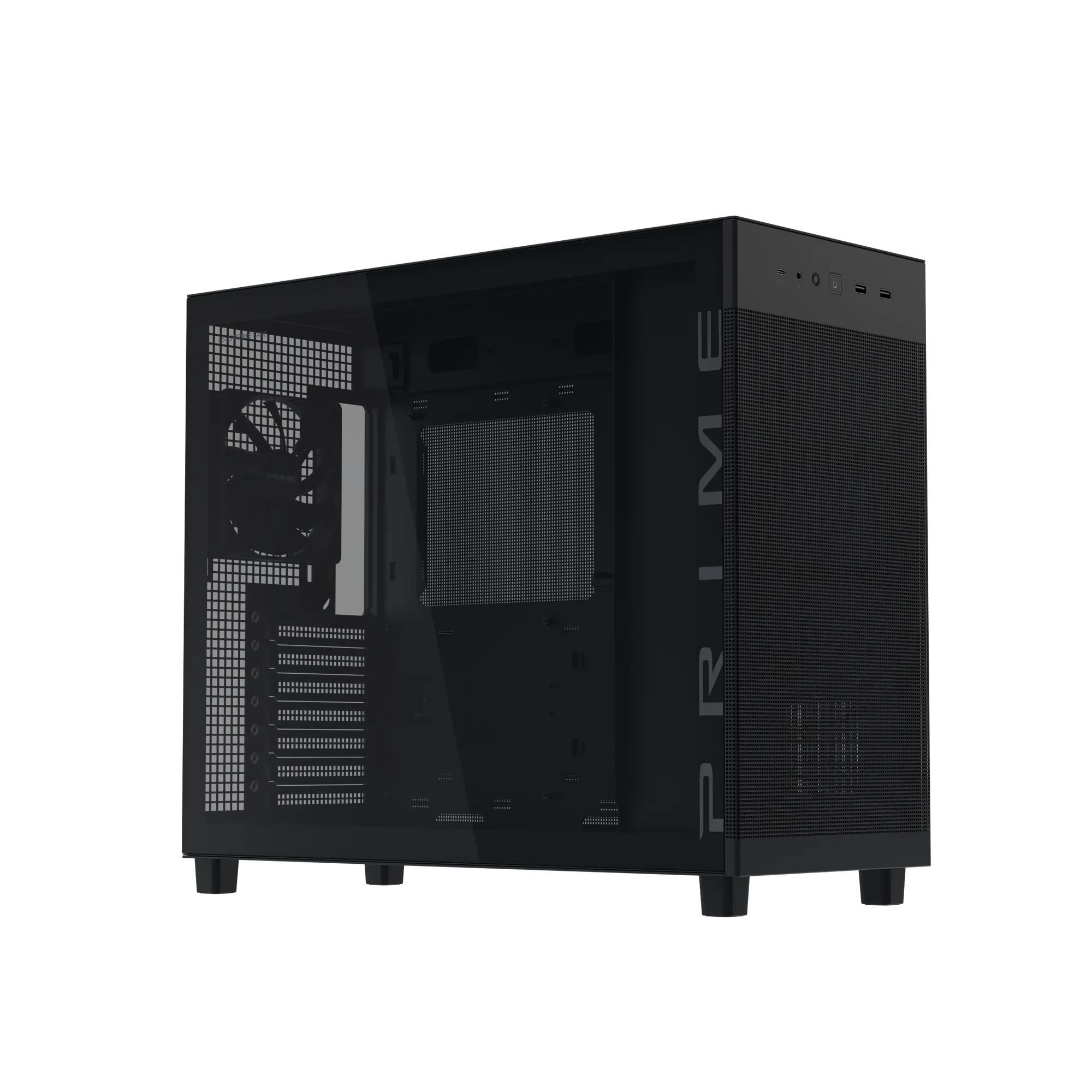 024c9f81255add7416f83fc9449605689632d617 ASUS Prime AP303 TG | ATX / m-ATX / Mini-ITX | Tempered Glass Side Panel | 360mm Radiator Support | Mid-Tower Case – New