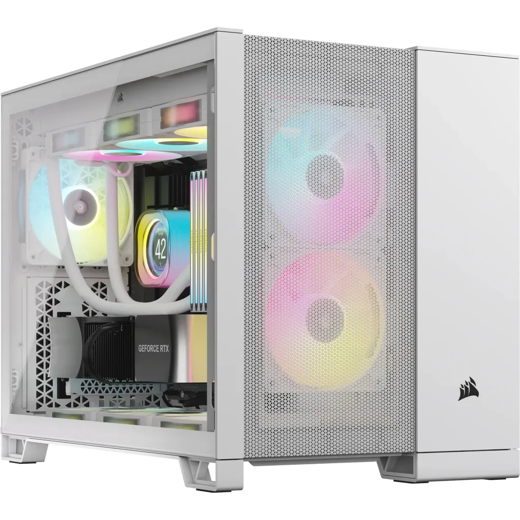09c18e383f9da63f7e48d5ec82a1e58c24ba2a89 Corsair 2500D Airflow | Mid-Tower Dual Chamber | Up to 360mm Radiator | 2x 3.5” + 2x 2.5” Drive Bays – New