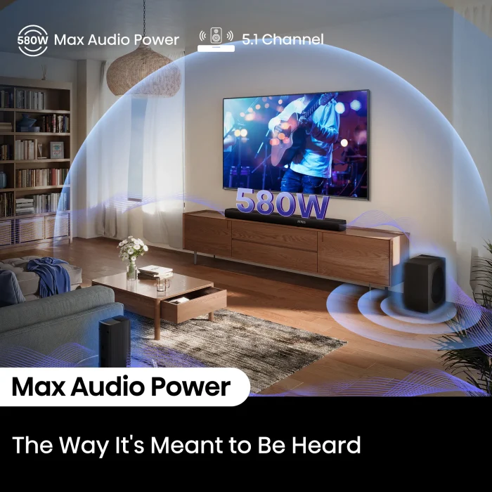 Hisense AX5100Q | 5.1 Channel | Dolby Atmos & DTS:X | 580W RMS | Active Subwoofer - New - Image 3