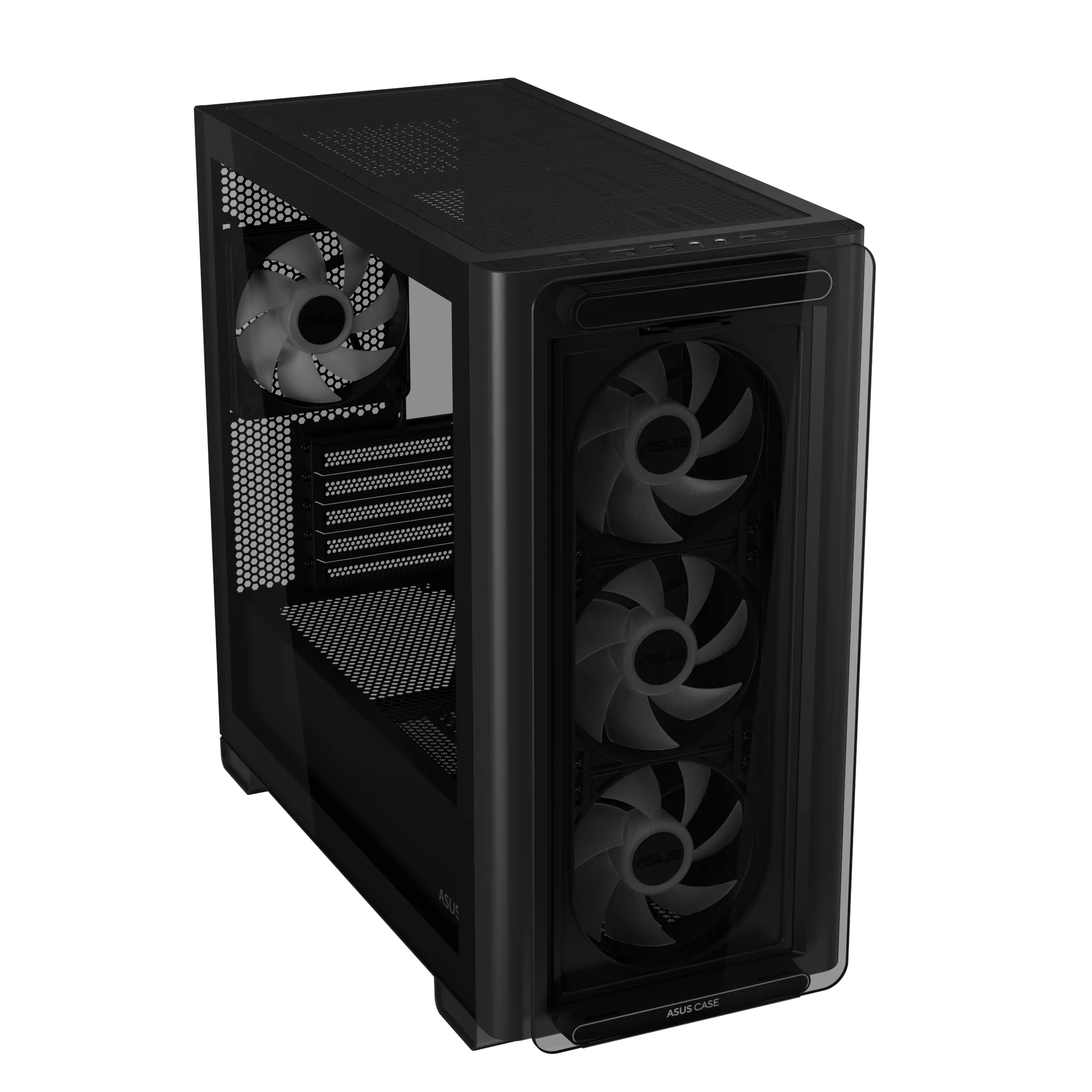 18e2bf77c7909b3ab00401a27399bfa3ce3e216e ASUS A23 Plus TG ARGB | Mid-Tower mATX/Mini-ITX | Tempered Glass | ARGB Lighting | 4x 120mm Fans – New
