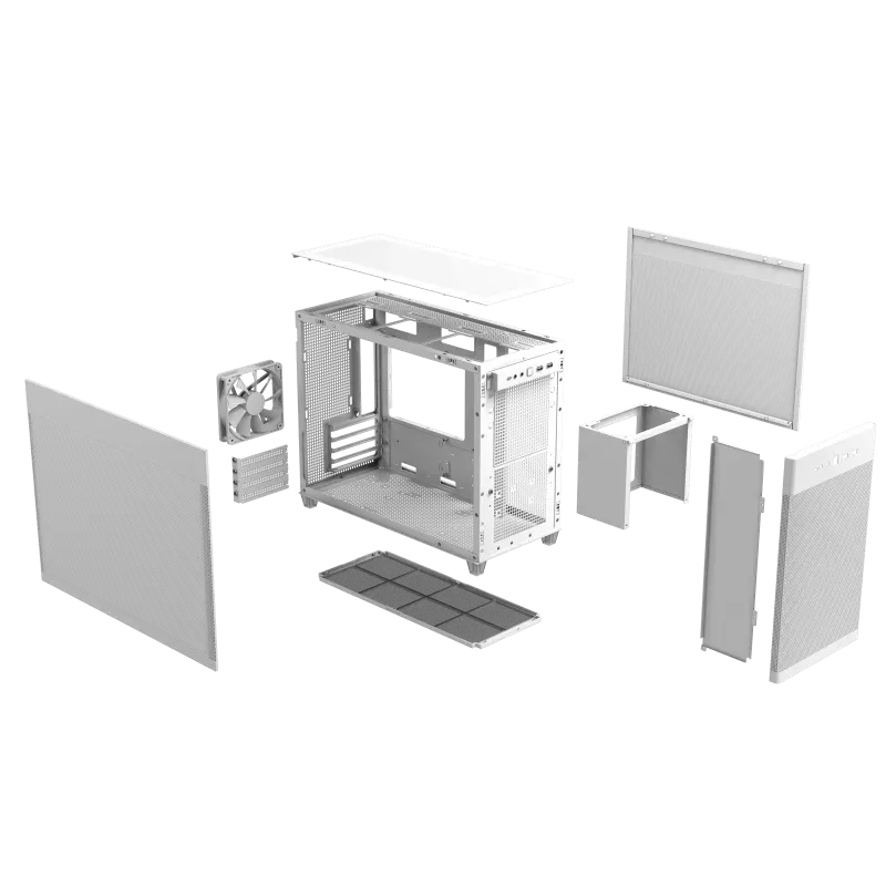 1cb42c61139acf894a57a7f75fcc2c31 ASUS PRIME AP201 | Mini Tower | Micro-ATX / Mini-ITX | Tempered Glass | White – New