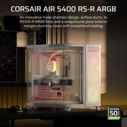 Corsair AIR 5400 RS-R ARGB | Mid-Tower ATX | Triple Chamber | 3x ARGB Fans | Tempered Glass – New