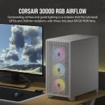 3000D RGB AIRFLOW White Mid-Tower PC Case; 2x 3.5'' |  2x 2.5'' Drive Bays; Up to 360mm Radiator compatible; 3x 120mm fan incl - Image 4
