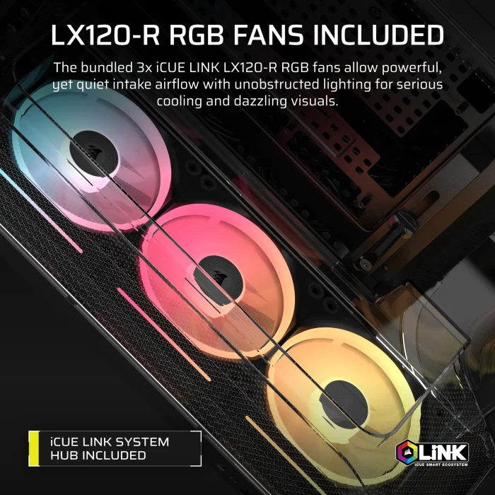 Corsair AIR 5400 LX-R RGB | iCUE LINK Triple Chamber | Mid-Tower PC Case | 3x RGB Fans Included - New - Image 2