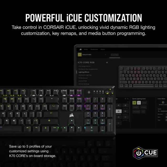 Corsair K70 CORE RGB | Mechanical Gaming Keyboard | Red Linear Switches | Full-Size Layout - New - Image 2