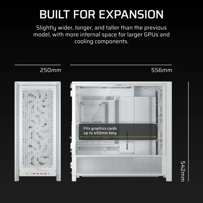 Corsair 5000D RS Mid-Tower Case | 4x RS 140mm PWM Fans | 2x 2.5" Bays | 1x 3.5" Bay - New - Image 3