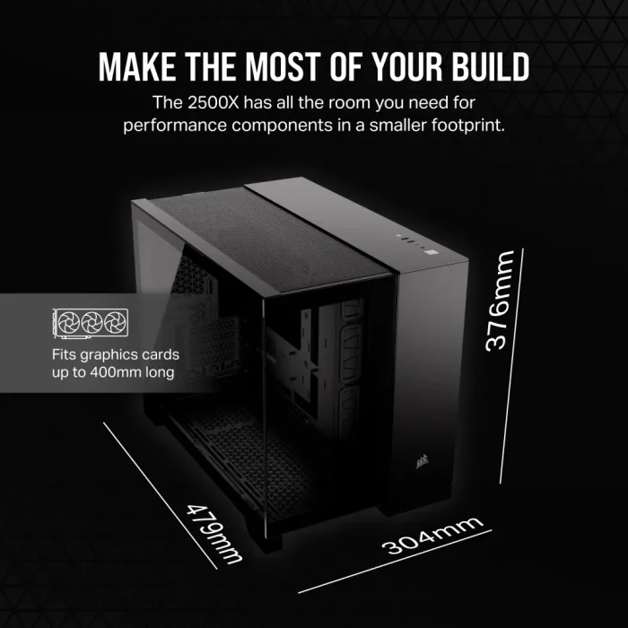 Corsair 2500D Airflow | Mid-Tower Dual Chamber | Up to 360mm Radiator | 2x 3.5'' + 2x 2.5'' Drive Bays - New - Image 13