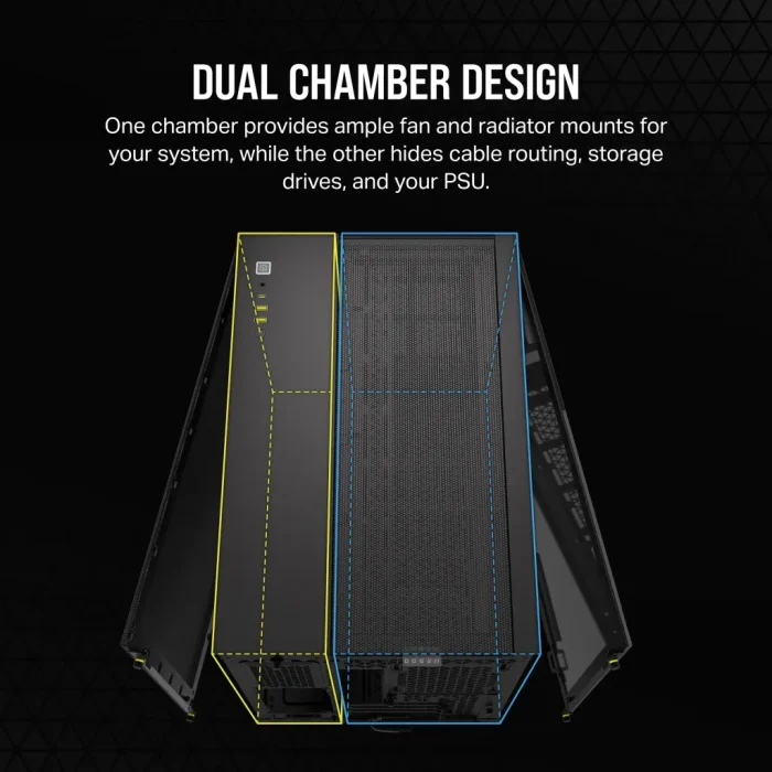 Corsair 2500D Airflow | Mid-Tower Dual Chamber | Up to 360mm Radiator | 2x 3.5'' + 2x 2.5'' Drive Bays - New - Image 14