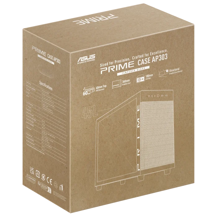 ASUS Prime AP303 TG | ATX / m-ATX / Mini-ITX | Tempered Glass Side Panel | 360mm Radiator Support | Mid-Tower Case - New - Image 7