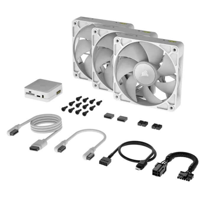 Corsair iCUE LINK RX120 RGB | 120mm Fan | White Triple Pack | PWM Control | RGB Lighting - New - Image 3