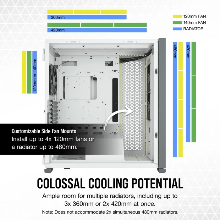 Corsair 7000D Airflow | Full Tower Mid-ATX | 6x 3.5'' + 4x 2.5'' Drive Bays | 480mm Radiator Support | 3x 140mm Fans Included - New - Image 4