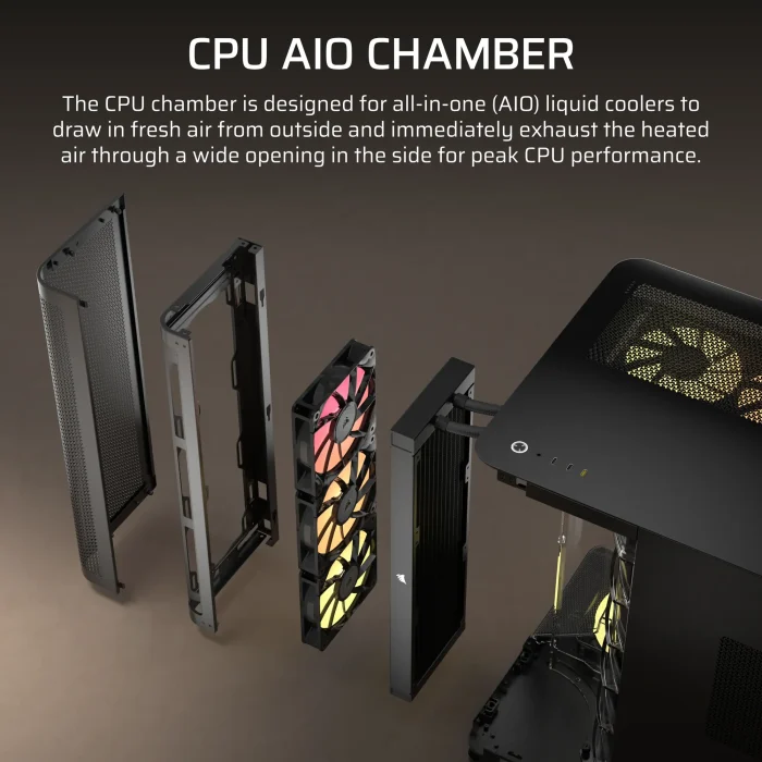Corsair AIR 5400 RS-R ARGB | Mid-Tower ATX Case | Triple Chamber | 3x ARGB Fans Included - New - Image 3