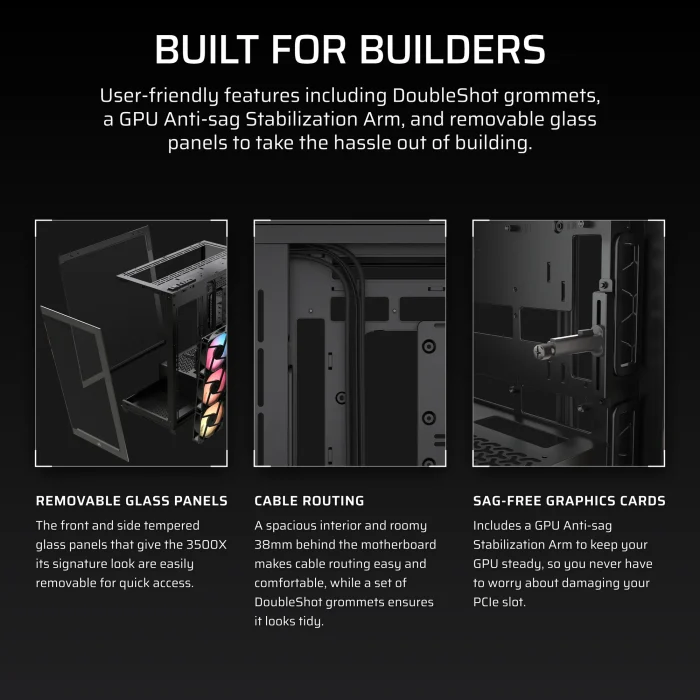 Corsair 3500X RS-R | ARGB Tempered Glass | Mid-Tower ATX | 3x 120mm Fans | USB 3.0 - New - Image 4