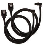 Corsair Premium Sleeved SATA Data Cable Set | 90° Connectors | 60cm | Black – New