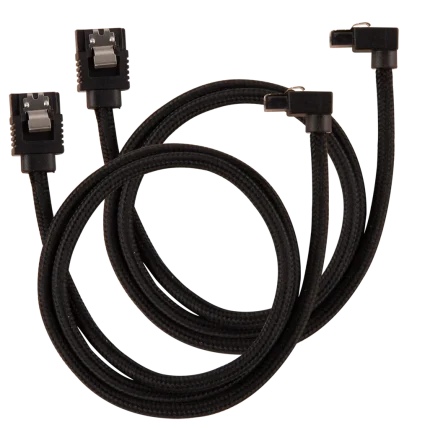 Corsair Premium Sleeved SATA Data Cable Set | 90° Connectors | 60cm | Black – New