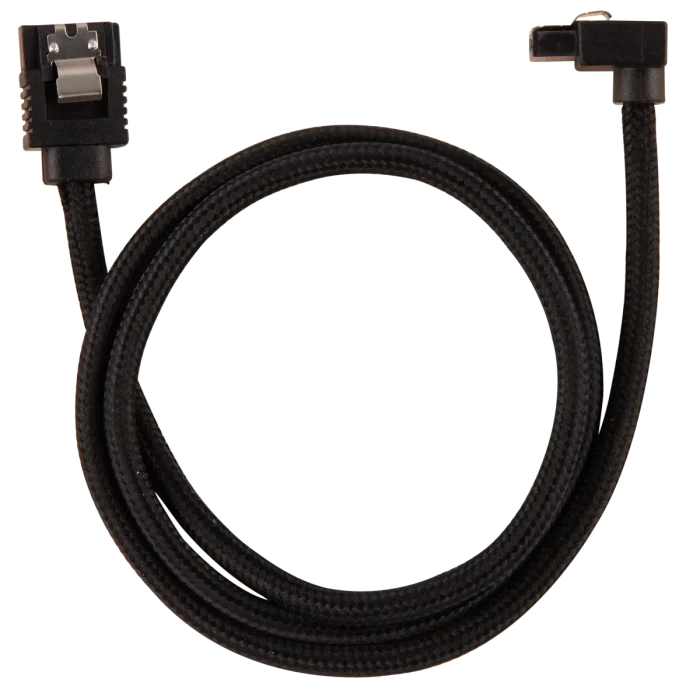 Corsair Premium Sleeved SATA Data Cable Set | 90° Connectors | 60cm | Black - New - Image 3