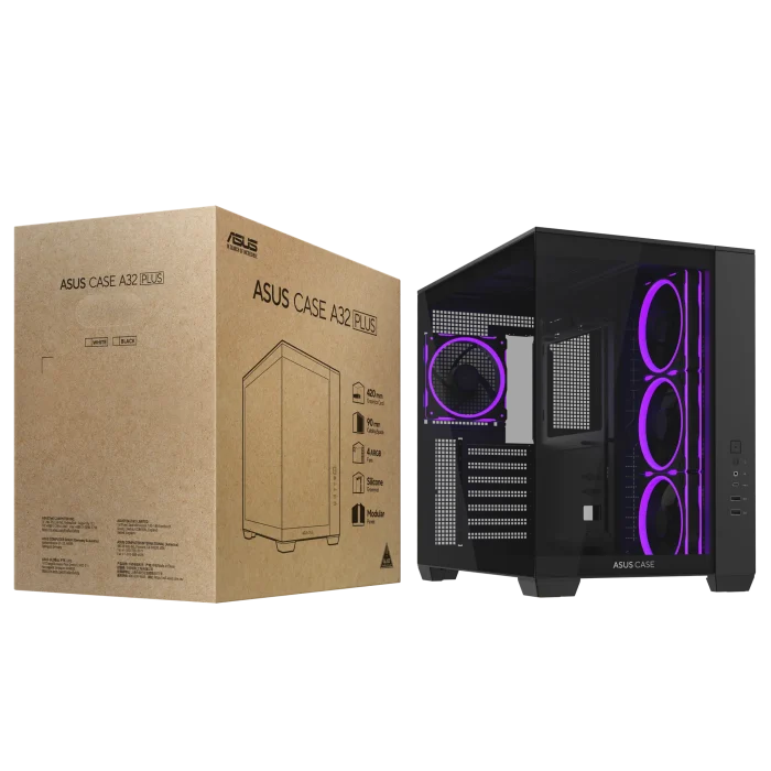 ASUS A32 Plus TG ARGB | Mid-Tower ATX | Tempered Glass | ARGB Fans | 2x HDD + 3x SSD Bays - New - Image 7