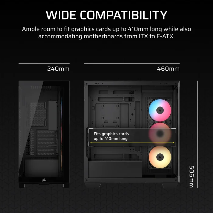 Corsair 3500X RS-R | ARGB Tempered Glass | Mid-Tower ATX | 3x 120mm Fans | USB 3.0 - New - Image 5