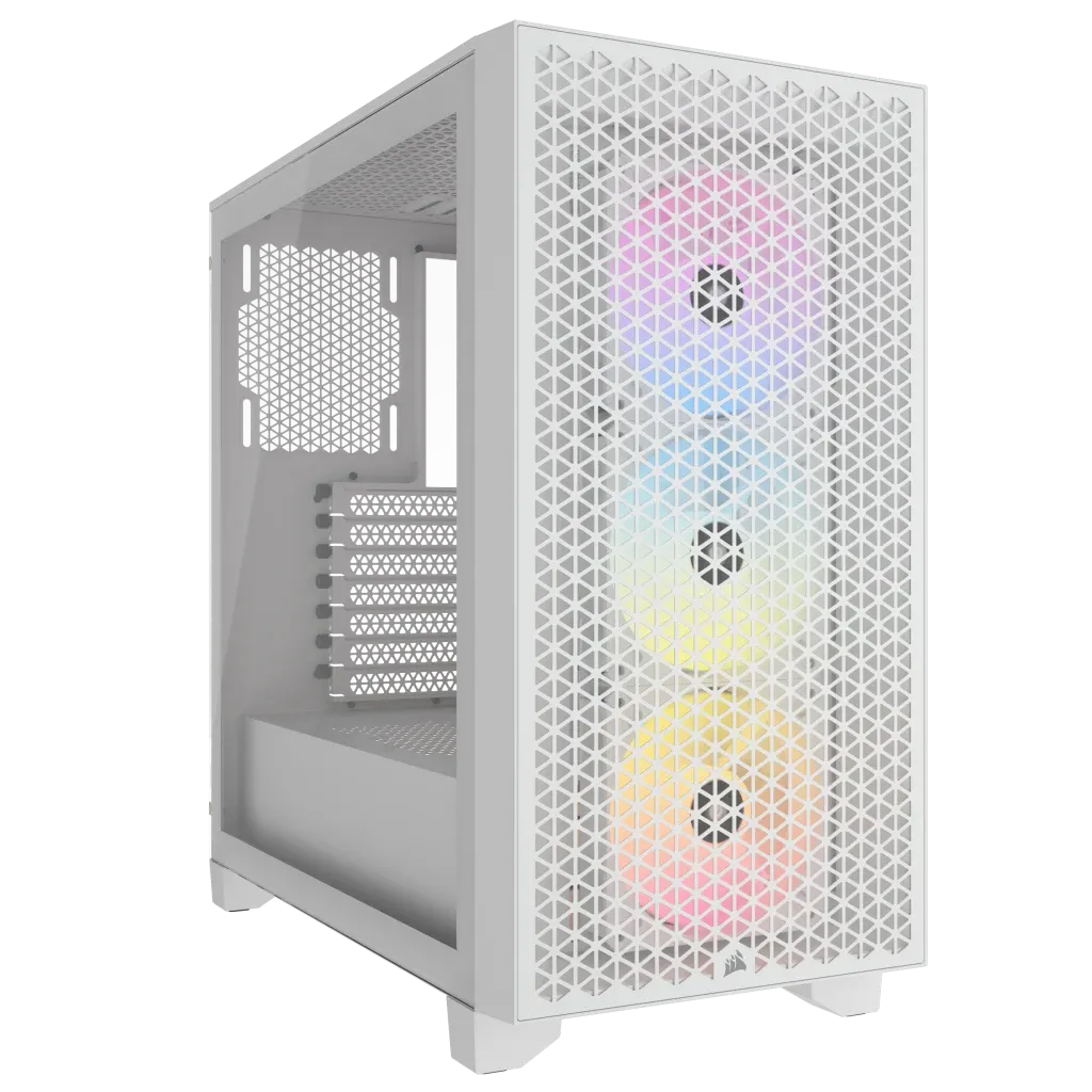 78854e16ee2a6cdc52e23ee19babb295 3000D RGB AIRFLOW White Mid-Tower PC Case; 2x 3.5” | 2x 2.5” Drive Bays; Up to 360mm Radiator compatible; 3x 120mm fan incl