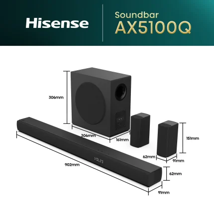 Hisense AX5100Q | 5.1 Channel | Dolby Atmos & DTS:X | 580W RMS | Active Subwoofer – New