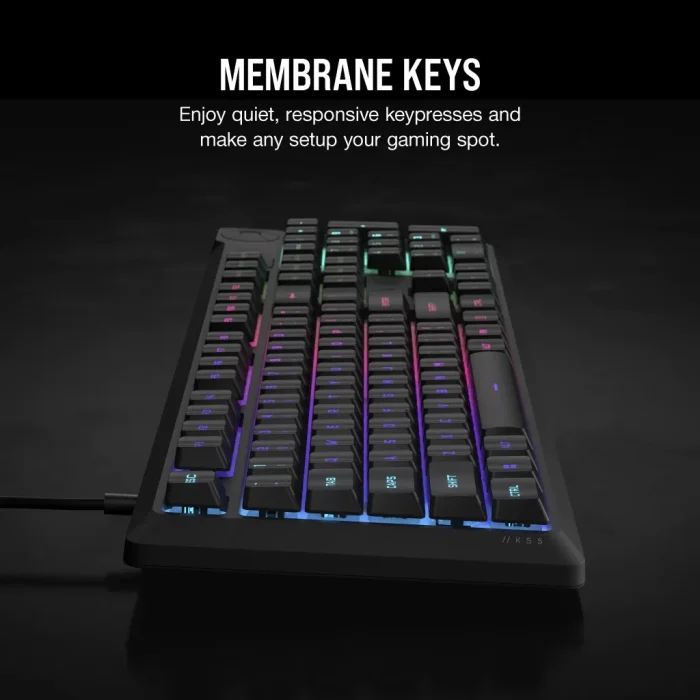 Corsair K55 Core | Zoned RGB Backlit | Rubberdome Keys | Full-Size Gaming Keyboard - New - Image 6