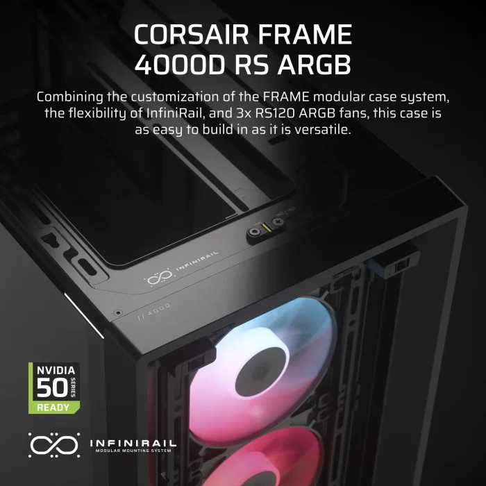 Corsair 4000D RS | ARGB Mid-Tower Case | 3x ARGB PWM Fans | Up to 360mm Radiator - New - Image 5