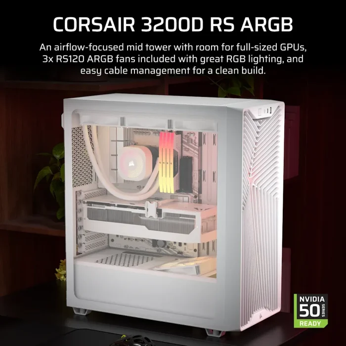 Corsair 3200D RS ARGB | Mid-Tower PC Case | 3x 120mm ARGB Fans | Tempered Glass | ATX Support - New - Image 5