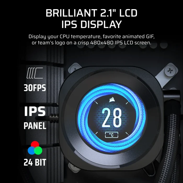 Corsair Nautilus 240 RS LCD | 240mm AIO Liquid Cooler | 2.1" IPS LCD Screen | Dual RS120 Fans - New - Image 8
