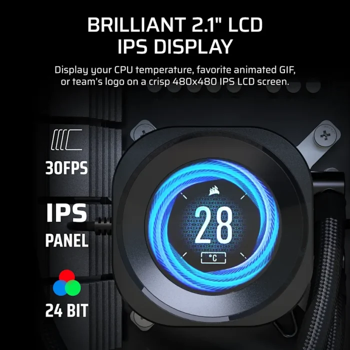 Corsair Nautilus 360 RS | 360mm AIO Liquid Cooler | 2.1" IPS LCD Screen | RS120 Fans | LGA1851/AM5 Compatible - New - Image 4