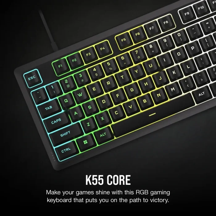 Corsair K55 Core | Zoned RGB Backlit | Rubberdome Keys | Full-Size Gaming Keyboard - New - Image 10