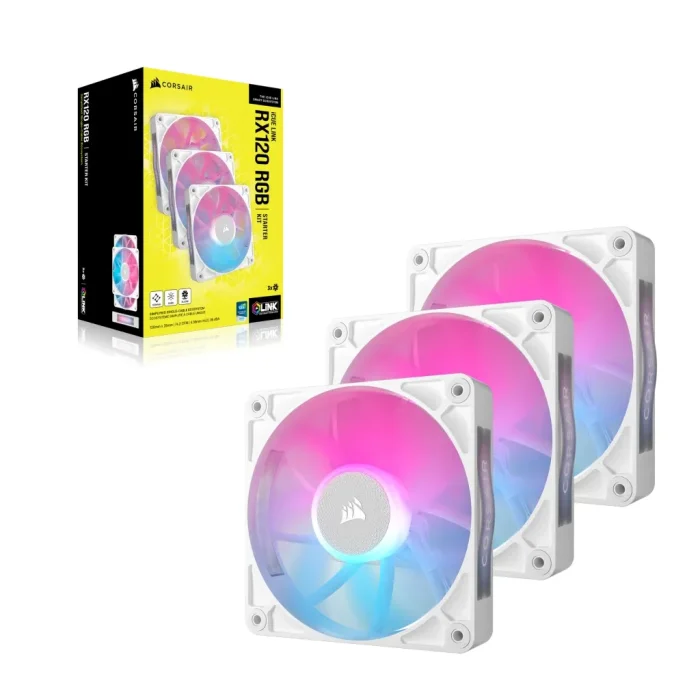 Corsair iCUE LINK RX120 RGB | 120mm Fan | White Triple Pack | PWM Control | RGB Lighting - New - Image 14