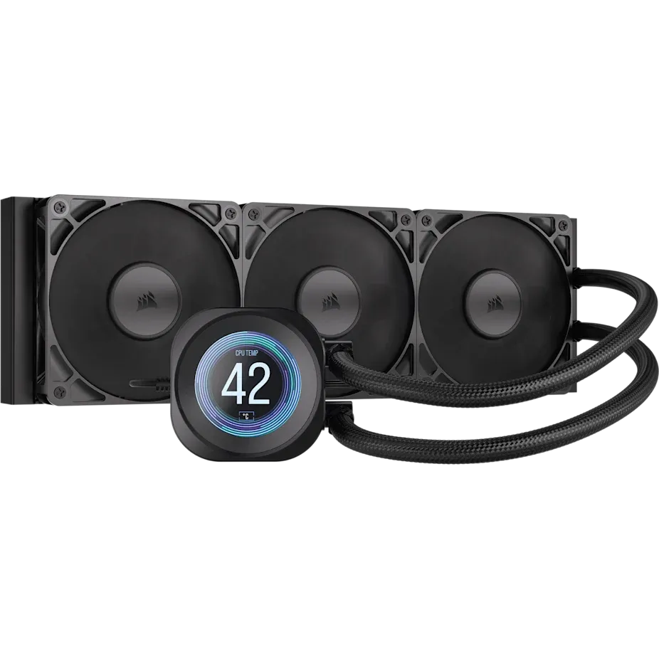 bbd3f4e016e5e2c7e25524e702eccc98ee4879b1 Corsair Nautilus 360 RS | 360mm AIO Liquid Cooler | 2.1″ IPS LCD Screen | RS120 Fans | LGA1851/AM5 Compatible – New