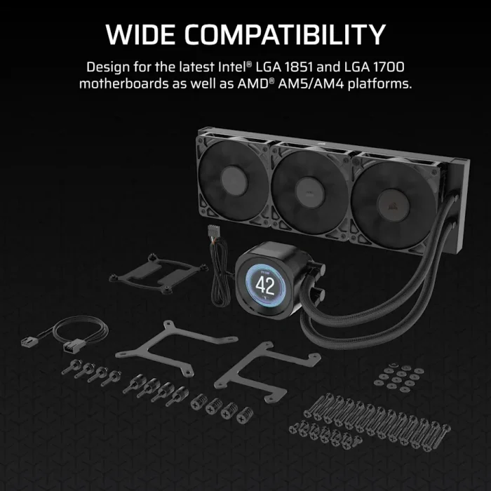 Corsair Nautilus 360 RS | 360mm AIO Liquid Cooler | 2.1" IPS LCD Screen | RS120 Fans | LGA1851/AM5 Compatible - New - Image 7
