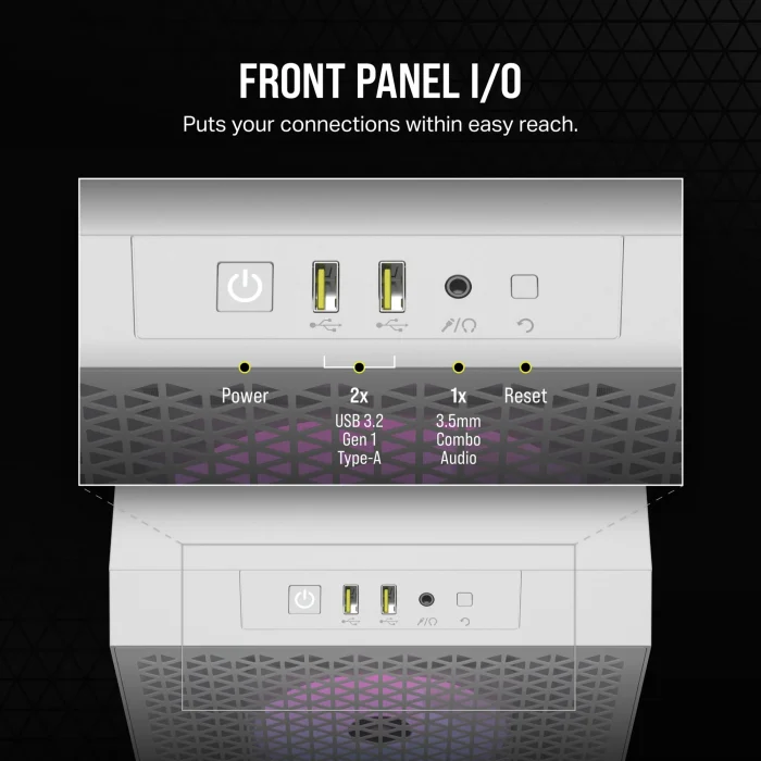 3000D RGB AIRFLOW White Mid-Tower PC Case; 2x 3.5'' |  2x 2.5'' Drive Bays; Up to 360mm Radiator compatible; 3x 120mm fan incl - Image 20