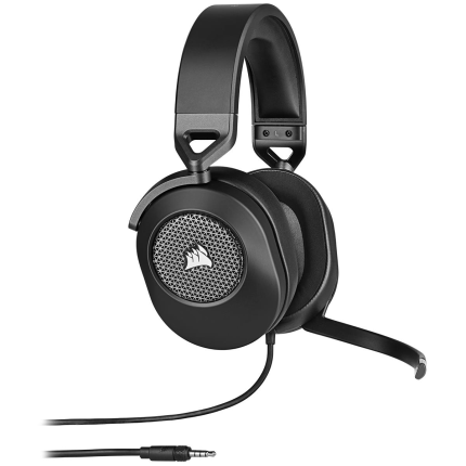 Corsair HS65 Premium Carbon Headset | 50mm Audio Drivers | Omnidirectional Mic | Console Ready – New