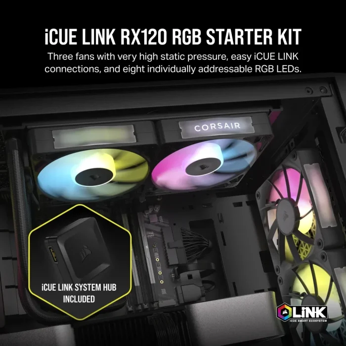 Corsair iCUE LINK RX120 RGB | 120mm Fan | Triple Pack | PWM Control | RGB Lighting - New - Image 17