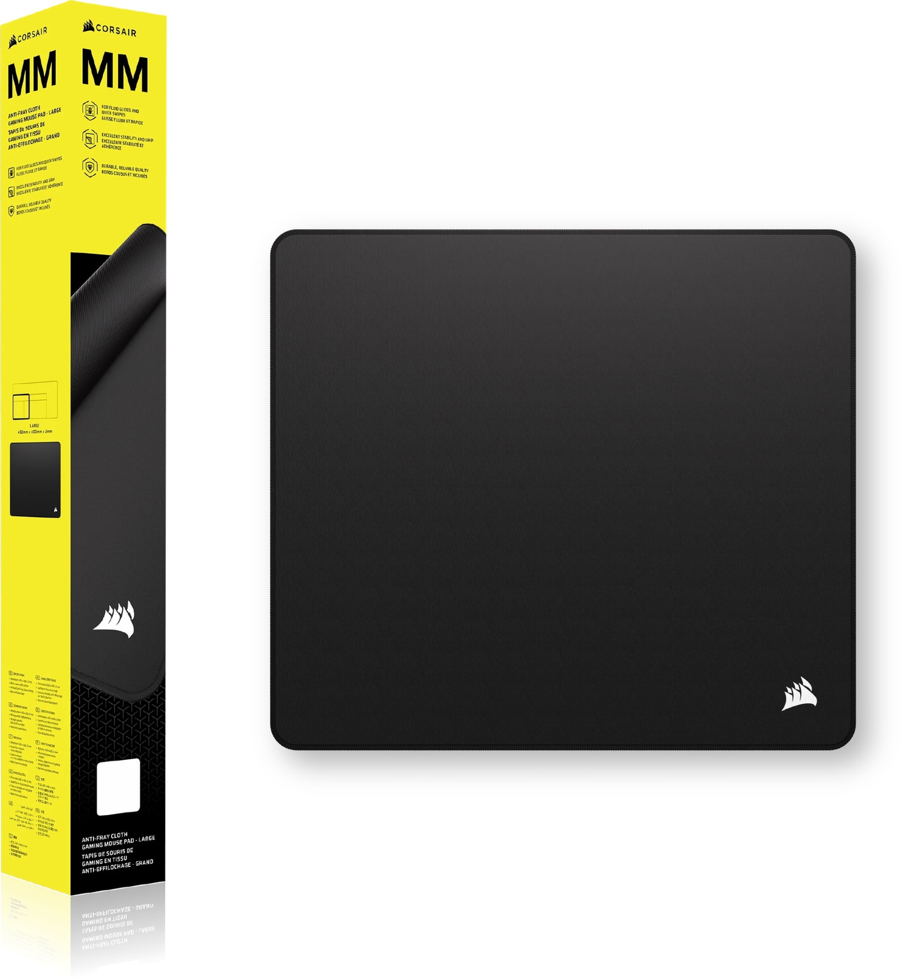ch-941d060-ww-2 Corsair MM Anti-Fray Cloth Gaming Mouse Pad | Large | Anti-Fray Stitched Edges | Optimised Cloth Surface | Non-Slip Rubber Base – New