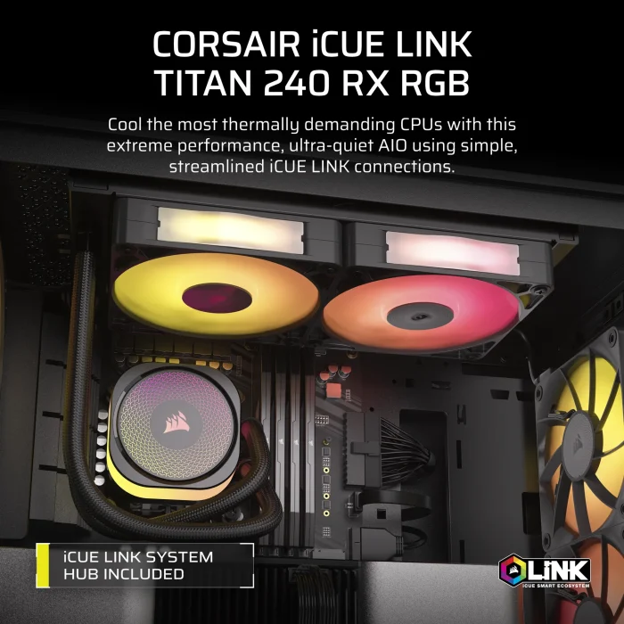 Corsair iCUE LINK TITAN 240 RX RGB | 240mm AIO Liquid Cooler | RX120 RGB Fans | Intel LGA 1851/1700 | AMD AM5/AM4 - New - Image 10
