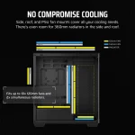 3500X Tempered Glass Black Mid-Tower PC Case; 2x 3.5'' |  2x 2.5'' Drive Bays; Up to 360mm Radiator compatible - Image 10