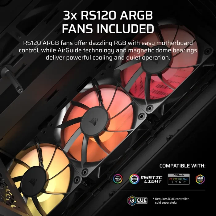Corsair 3200D RS ARGB | Mid-Tower PC Case | 3x RS120 ARGB Fans | Tempered Glass - New - Image 15