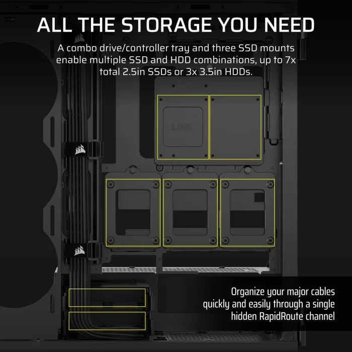 Corsair 5000T Mid-Tower | ATX/EATX/mATX/Mini-ITX | Tempered Glass Side Panel | USB & Audio Front I/O - New - Image 9