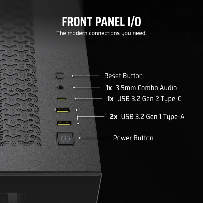 3500X Tempered Glass Black Mid-Tower PC Case; 2x 3.5'' |  2x 2.5'' Drive Bays; Up to 360mm Radiator compatible - Image 11