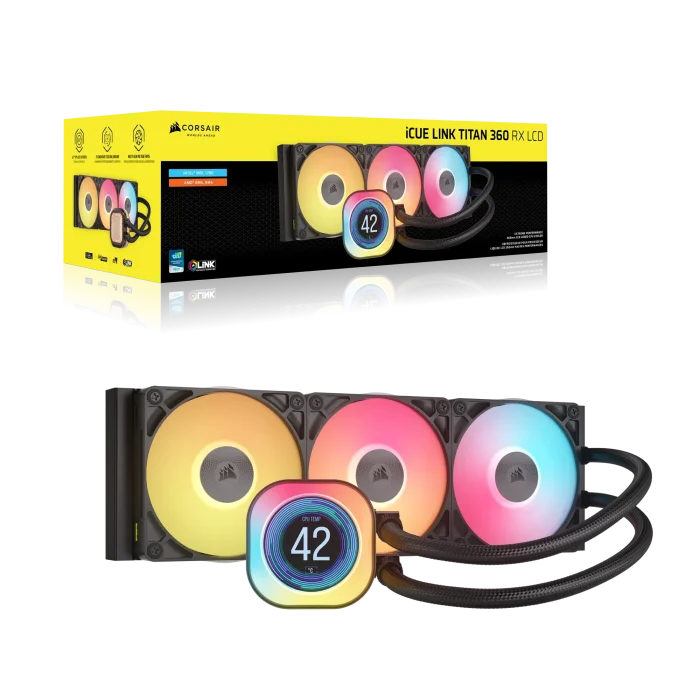 Corsair iCUE LINK TITAN 360 RX LCD | 360mm AIO Liquid Cooler | RX120 RGB Fans | Intel LGA1851/1700 | AMD AM5/AM4 - New - Image 12