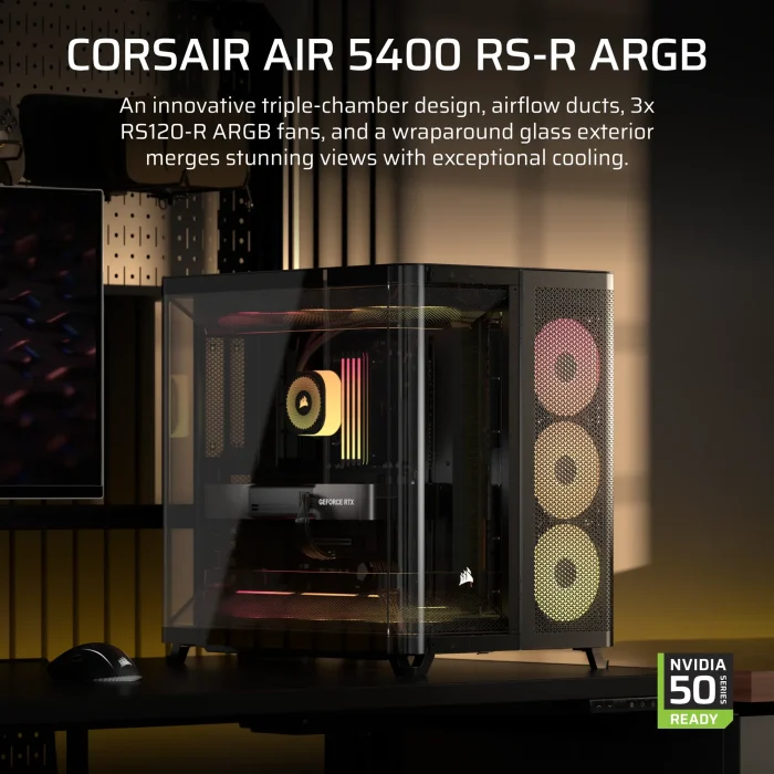 Corsair AIR 5400 RS-R ARGB | Mid-Tower ATX Case | Triple Chamber | 3x ARGB Fans Included - New - Image 12