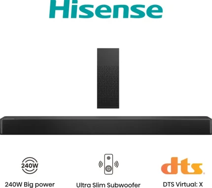 Hisense HS2100 | 2.1 Channel Soundbar | 240W Total Output | Wireless Subwoofer | Dolby Digital – New
